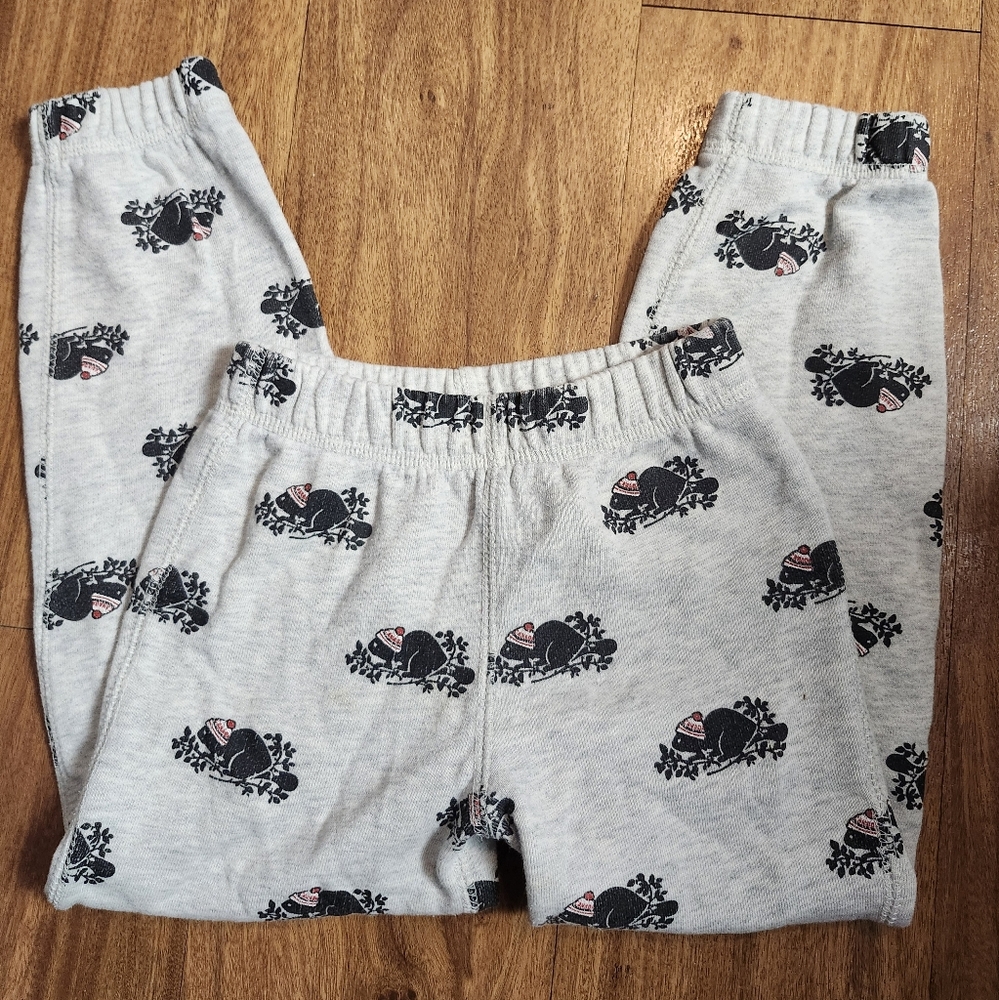 Roots Canada Beaver Print Lounge Track Sweat  Pants Joggers Kids 2-3 T